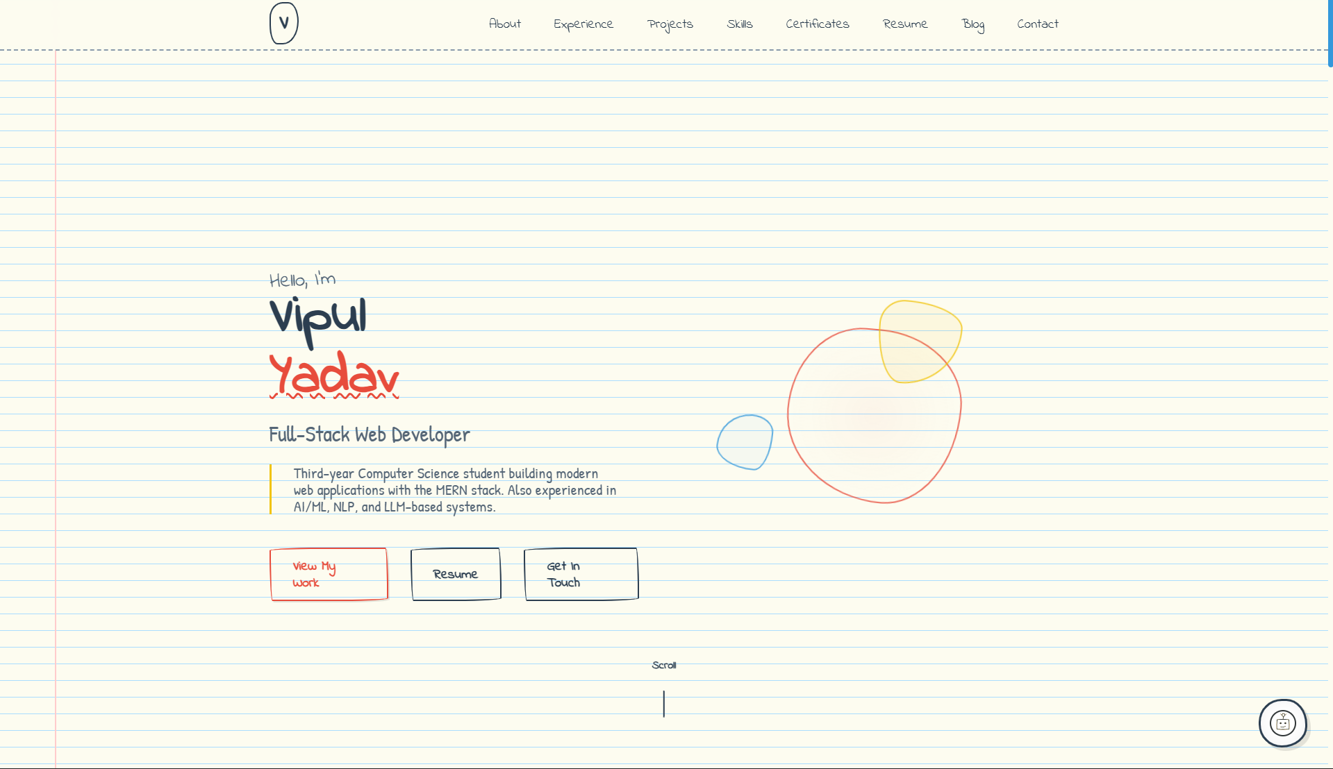 Personal Portfolio Website Interface
